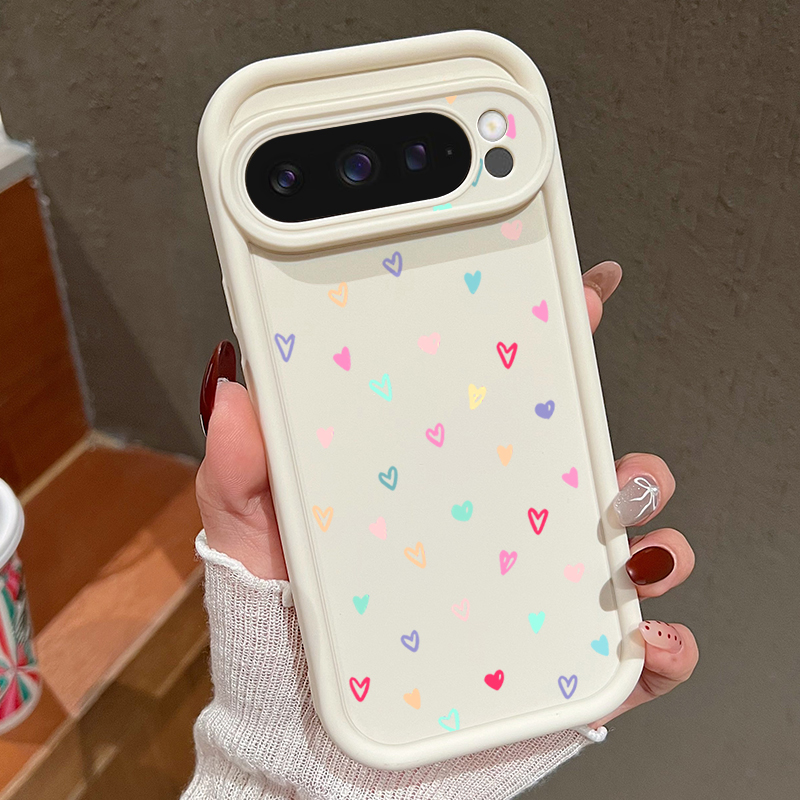 Google Pixel 9 - Casing Lunak Hati Kecil Berwarna-warni untuk