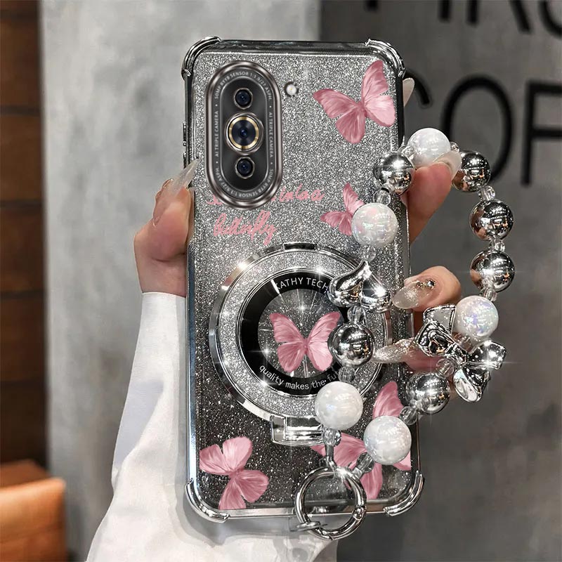 Huawei Nova 12 - Casing Tempat Ponsel Kupu-kupu Merah Muda